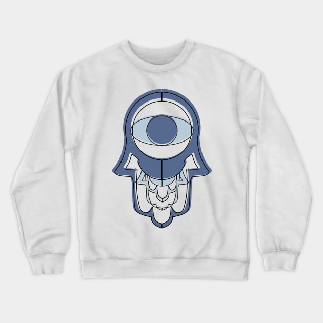 Blue Graffiti Hamsa for Protection and Good Luck Crewneck Sweatshirt by ibadishi